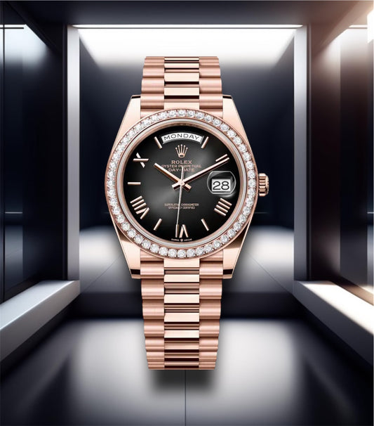 Day-Date Everose Gold Ombre Dial Crystal Bezel 40mm President 2024