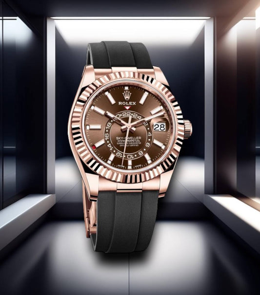 Sky Dweller Oysterflex Rose Gold Case Chocolate Dial 42mm